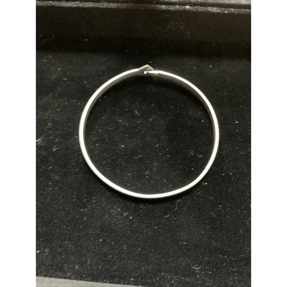 Madewell Light Silver Ox Tone Delicate Hook‎ On Glider Bangle Bracelet 7.5"